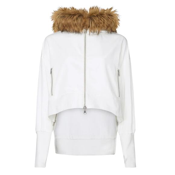 KF/KaufmanFranco Collective White Cropped Faux Fur Collar Jacket XS - Picture 14 of 14